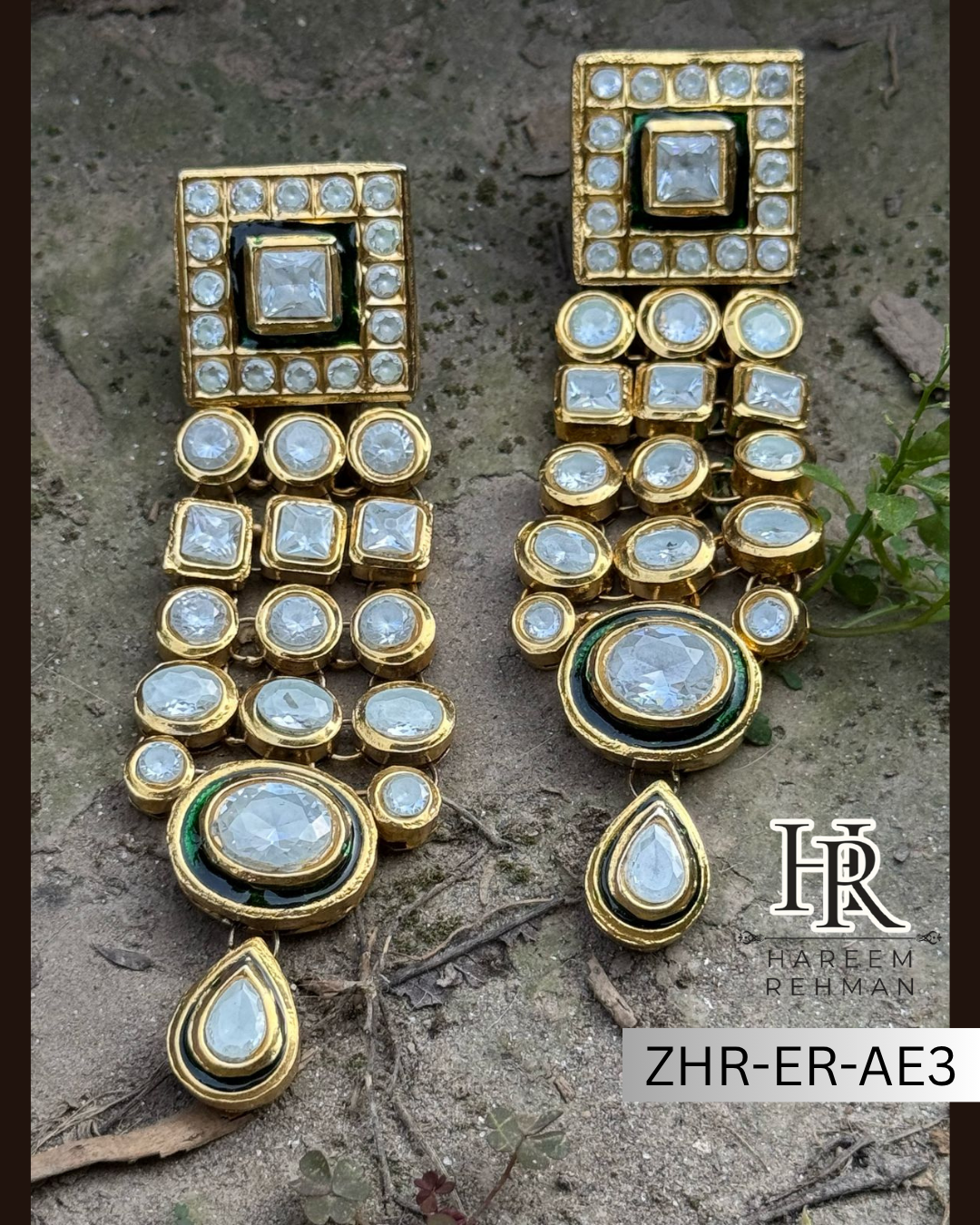 "Kundan Cascade Earrings"