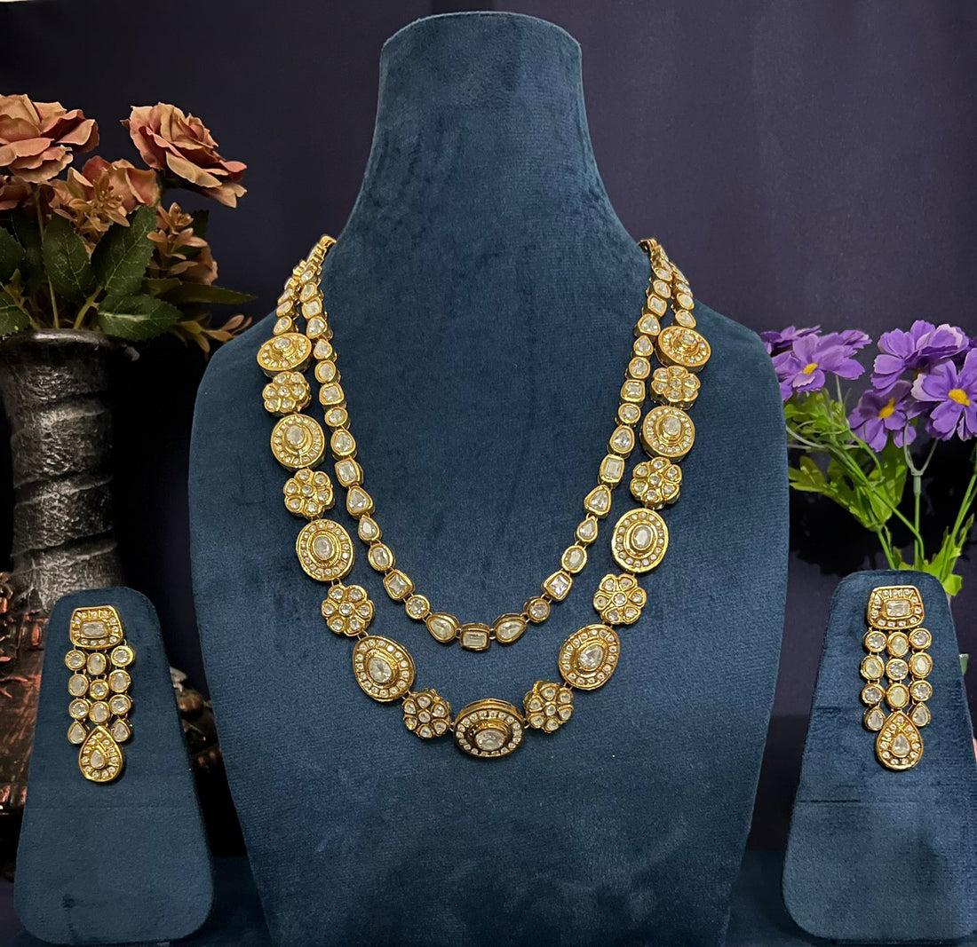 Royal Dual Layer Polki Necklace Set