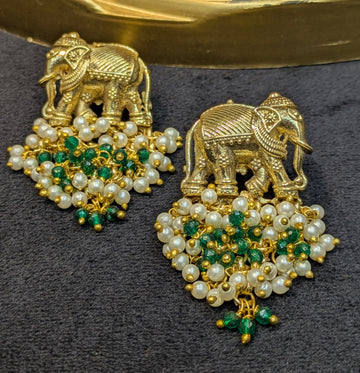 Gajmala Pearl Earrings 🐘💚