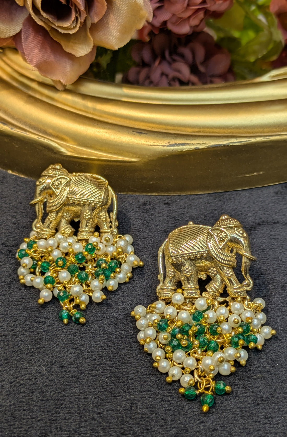 Gajmala Pearl Earrings 🐘💚