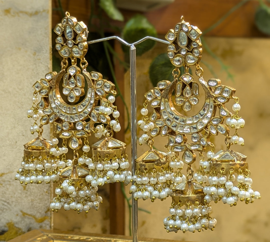 Kaan Chain Kundan — Statement Earring Set